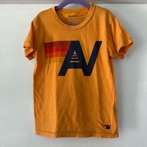 Aviator Nation Logo Tee, Squash Yellow, Unisex Kids Size 8